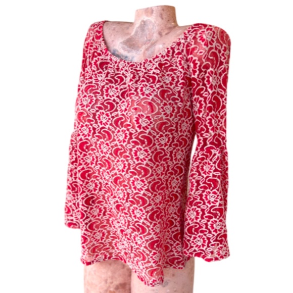 Vintage 90s & 70s Bell Long Sleeve Sheer Floral - Picture 3 of 7